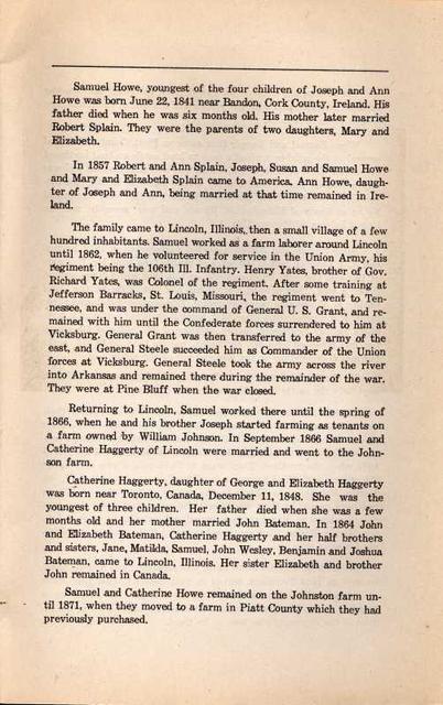 Howe Family History 4 - Samuel & Catherine Howe Family History 4 - Samuel & Catherine